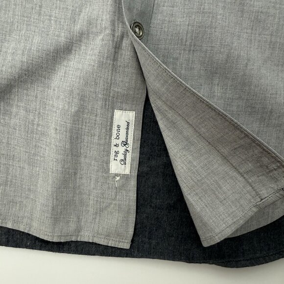 Rag & Bone Mens M Slim Fit Light Dark Gray Dual Tone Long Sleeve Button Up Shirt - Picture 6 of 8